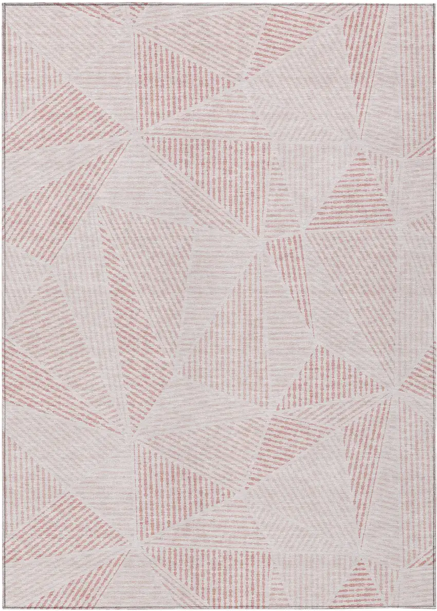Blush And Pink Geometric Washable Indoor Outdoor Area Rug Photo 2