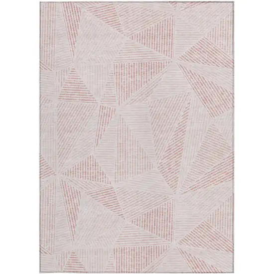 Blush And Pink Geometric Washable Indoor Outdoor Area Rug Photo 6