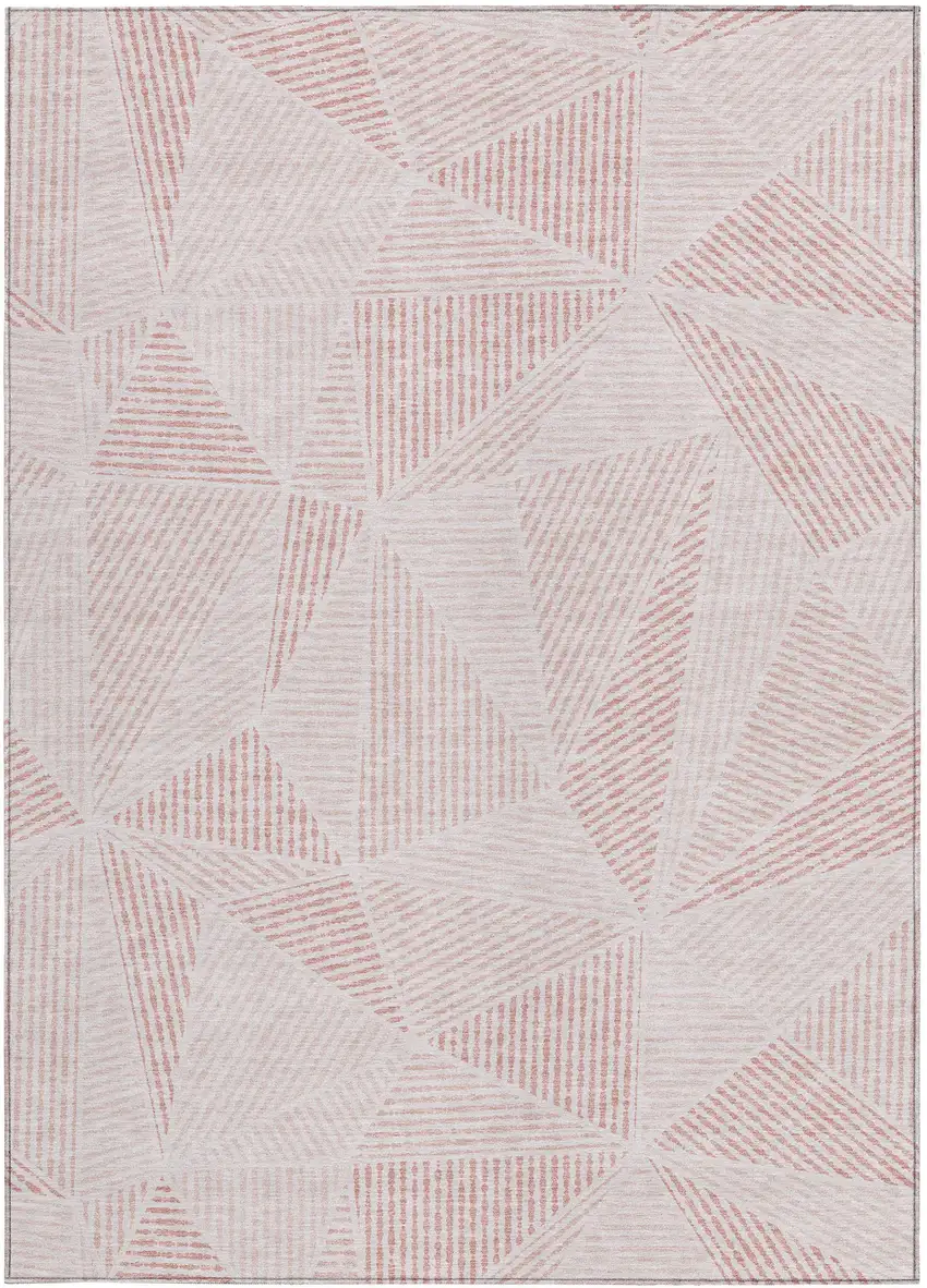 Blush And Pink Geometric Washable Indoor Outdoor Area Rug Photo 6
