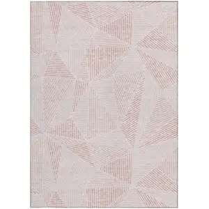 Photo of Blush And Pink Geometric Washable Indoor Outdoor Area Rug