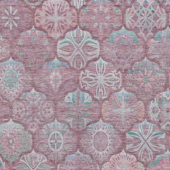 Blush And Pink Ogee Washable Indoor Outdoor Area Rug Photo 6