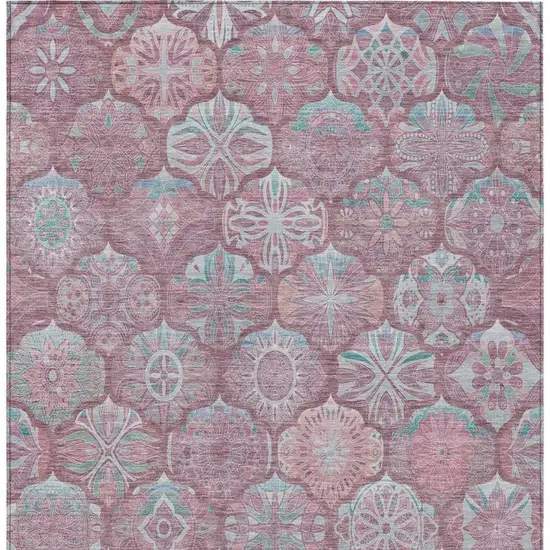Blush And Pink Ogee Washable Indoor Outdoor Area Rug Photo 7