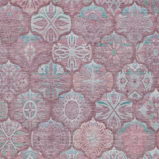 Blush And Pink Ogee Washable Indoor Outdoor Area Rug Photo 9