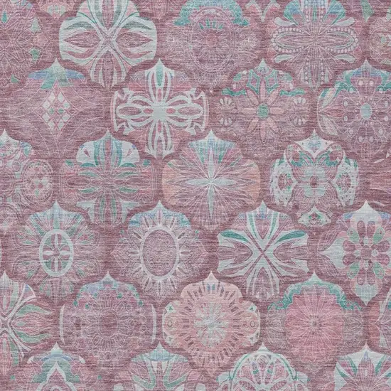 Blush And Pink Ogee Washable Indoor Outdoor Area Rug Photo 4