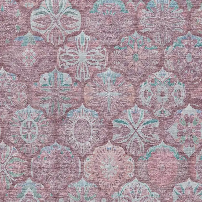 Blush And Pink Ogee Washable Indoor Outdoor Area Rug Photo 4