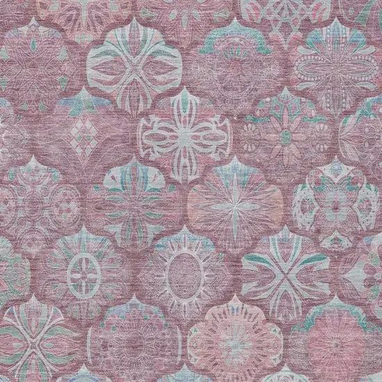 Blush And Pink Ogee Washable Indoor Outdoor Area Rug Photo 8