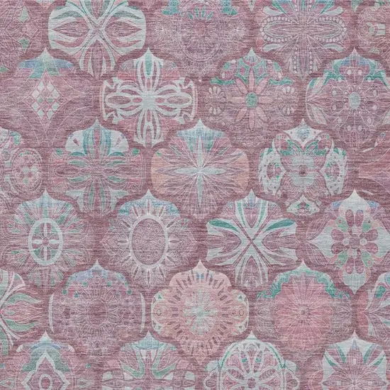 Blush And Pink Ogee Washable Indoor Outdoor Area Rug Photo 4