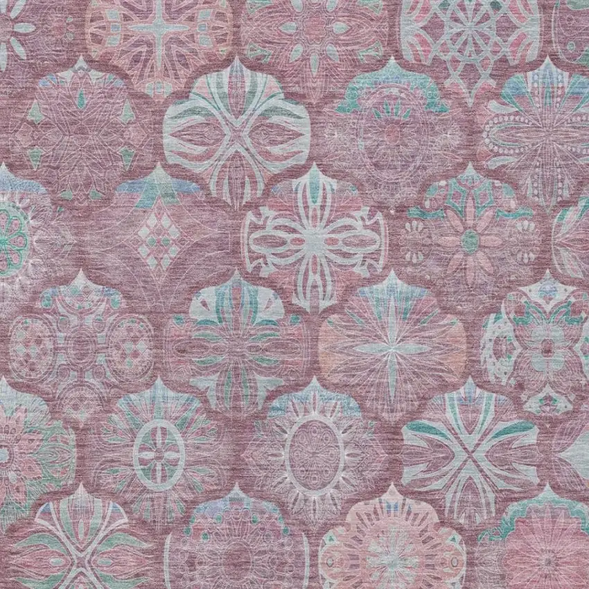 Blush And Pink Ogee Washable Indoor Outdoor Area Rug Photo 6