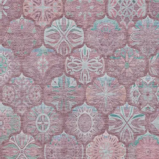 Blush And Pink Ogee Washable Indoor Outdoor Area Rug Photo 6