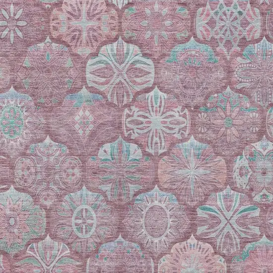 Blush And Pink Ogee Washable Indoor Outdoor Area Rug Photo 7
