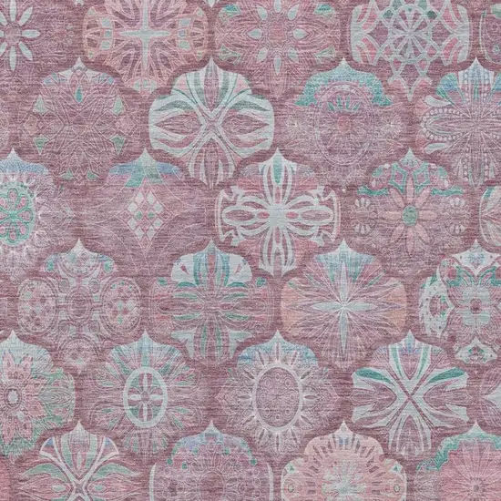 Blush And Pink Ogee Washable Indoor Outdoor Area Rug Photo 9