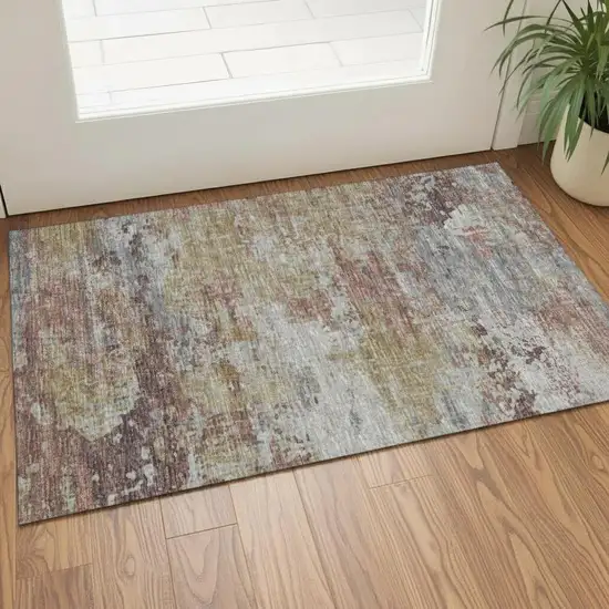 Blush And Pink Oriental Washable Area Rug With UV Protection Photo 2