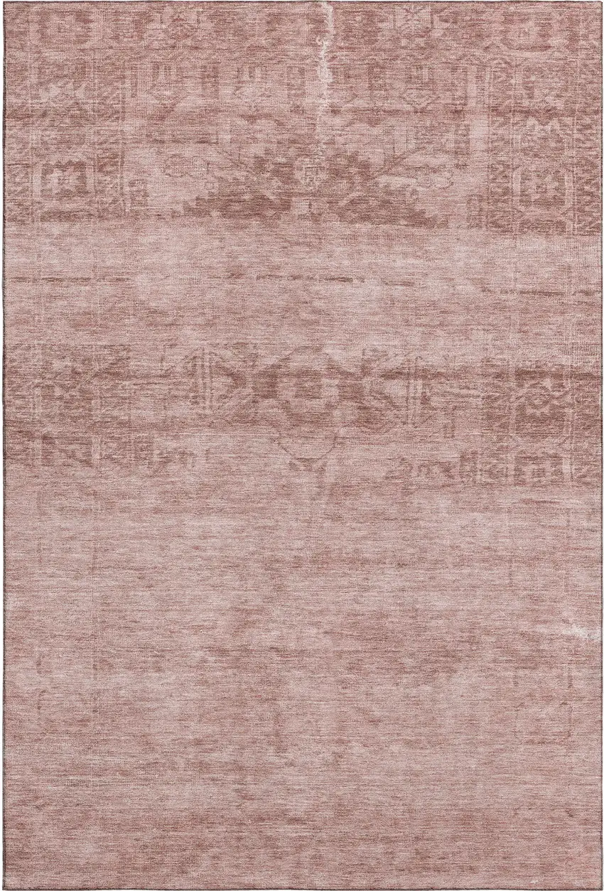 Blush And Pink Oriental Washable Area Rug With UV Protection Photo 7