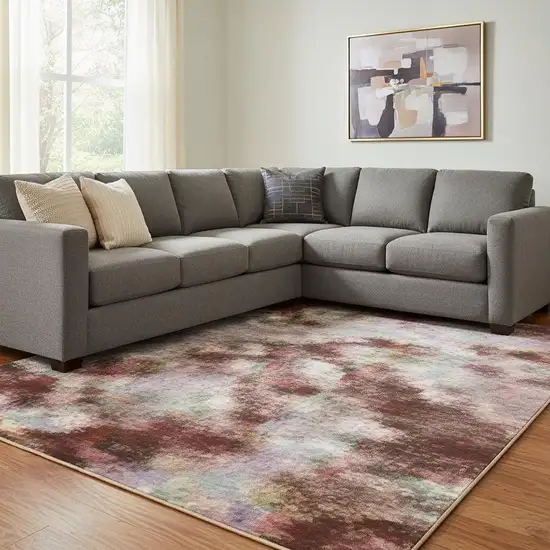 Blush And Pink Oriental Washable Area Rug With UV Protection Photo 2