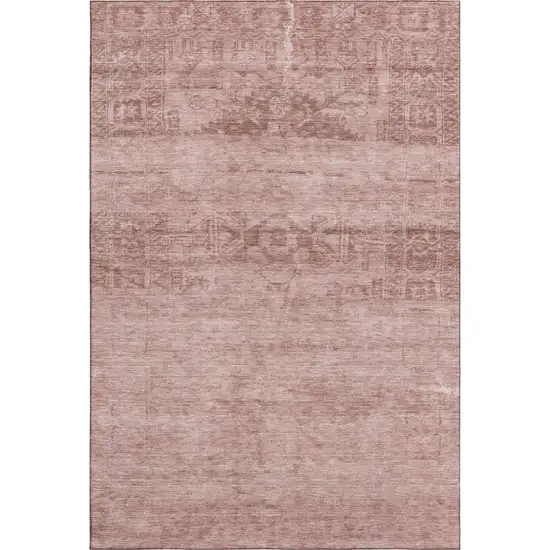 Blush And Pink Oriental Washable Area Rug With UV Protection Photo 6