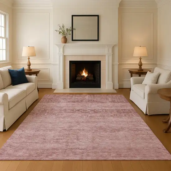 Blush And Pink Oriental Washable Area Rug With UV Protection Photo 4
