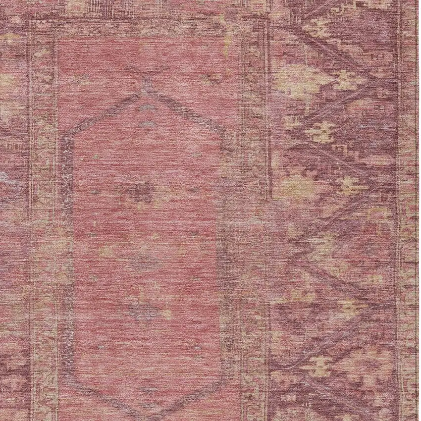 Blush And Pink Oriental Washable Indoor Outdoor Area Rug Photo 4