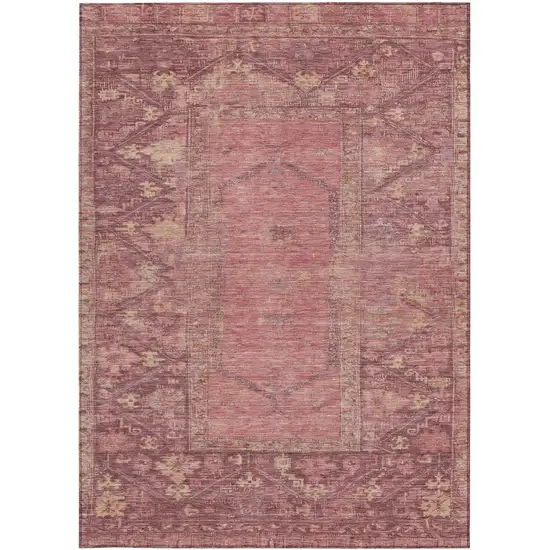 Blush And Pink Oriental Washable Indoor Outdoor Area Rug Photo 5