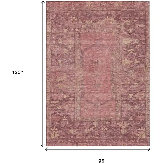 Blush And Pink Oriental Washable Indoor Outdoor Area Rug Photo 8