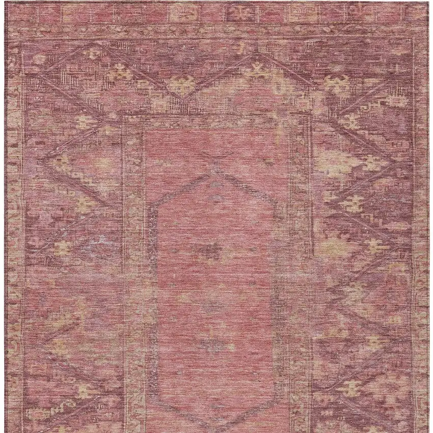 Blush And Pink Oriental Washable Indoor Outdoor Area Rug Photo 5