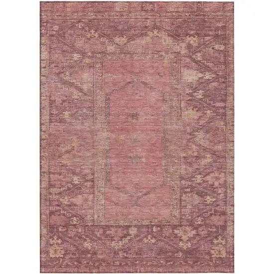 Blush And Pink Oriental Washable Indoor Outdoor Area Rug Photo 1