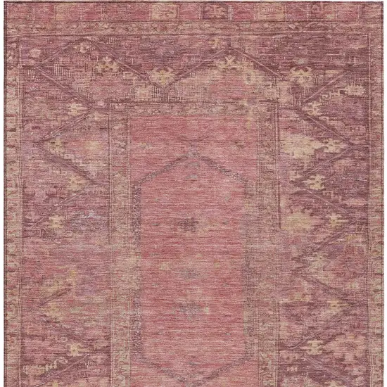 Blush And Pink Oriental Washable Indoor Outdoor Area Rug Photo 5