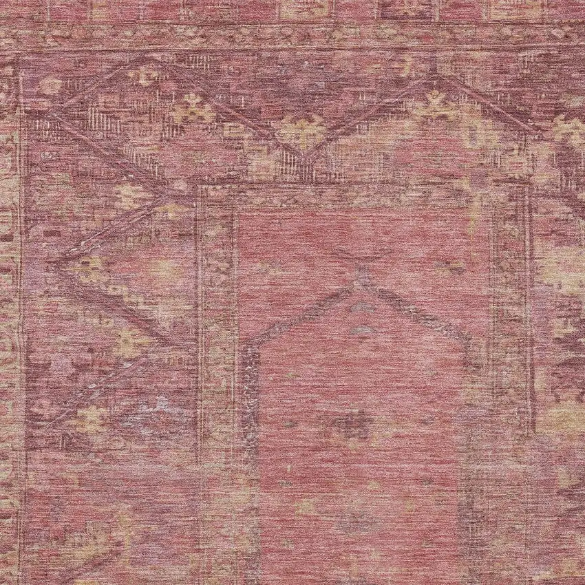 Blush And Pink Oriental Washable Indoor Outdoor Area Rug Photo 4