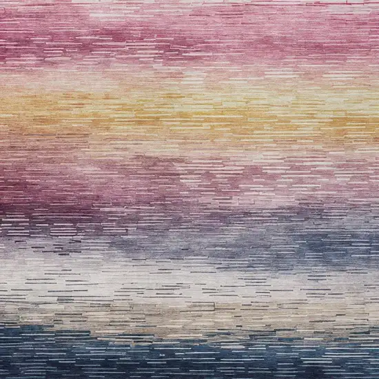 Blush And Pink Striped Washable Indoor Outdoor Area Rug Photo 3