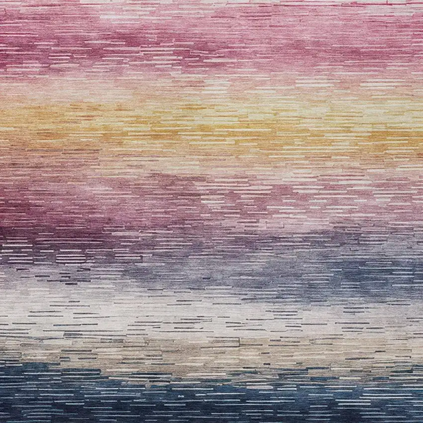 Blush And Pink Striped Washable Indoor Outdoor Area Rug Photo 3