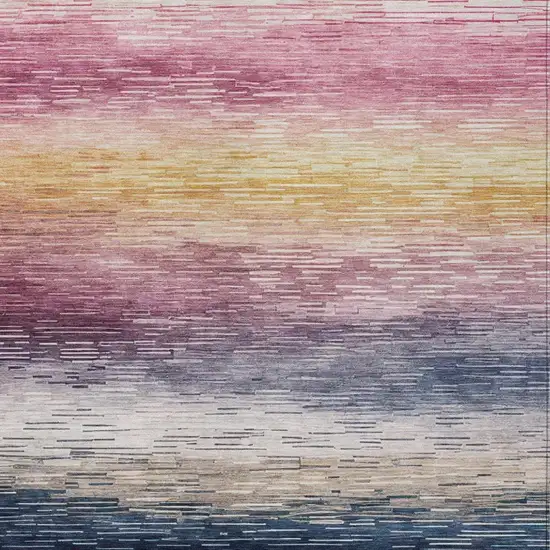 Blush And Pink Striped Washable Indoor Outdoor Area Rug Photo 2