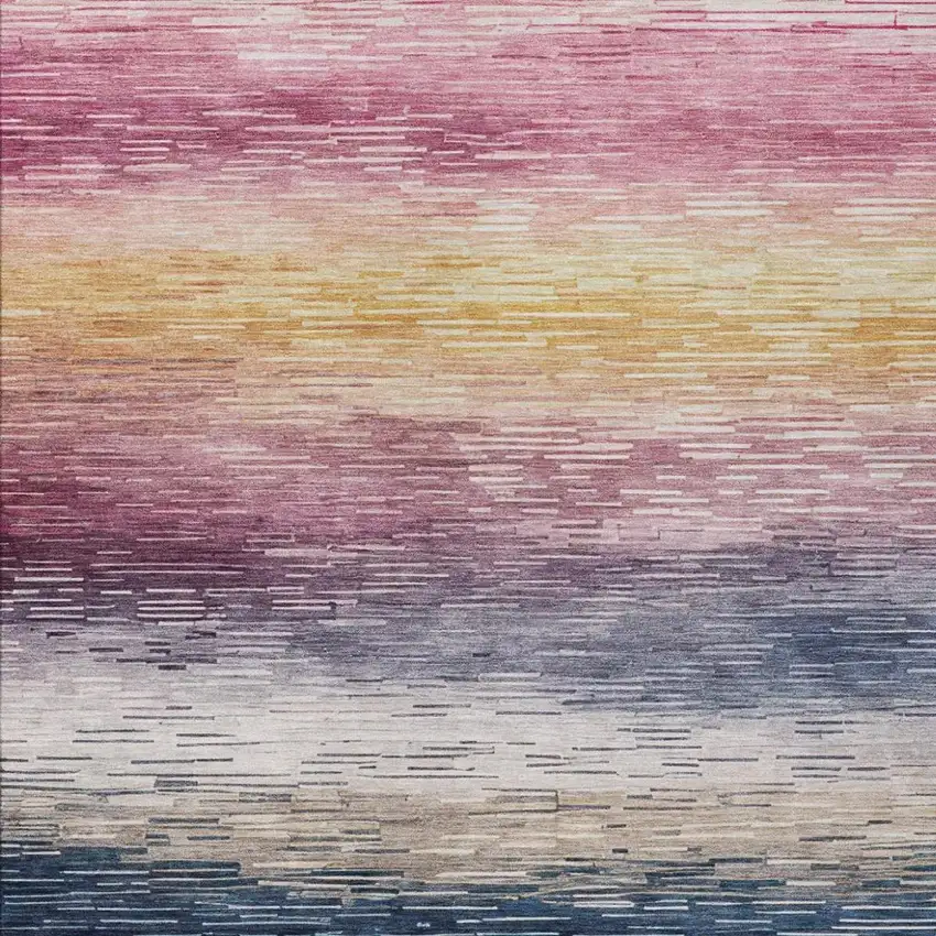 Blush And Pink Striped Washable Indoor Outdoor Area Rug Photo 2