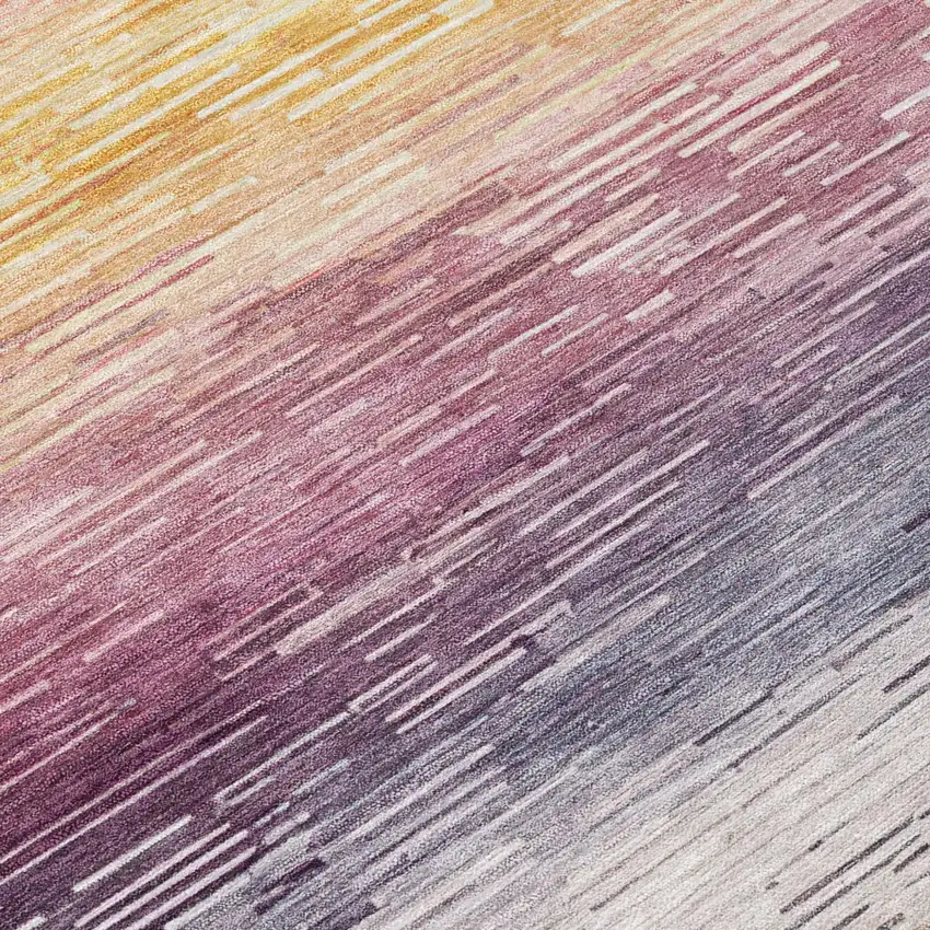 Blush And Pink Striped Washable Indoor Outdoor Area Rug Photo 5