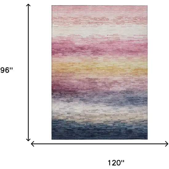 Blush And Pink Striped Washable Indoor Outdoor Area Rug Photo 6