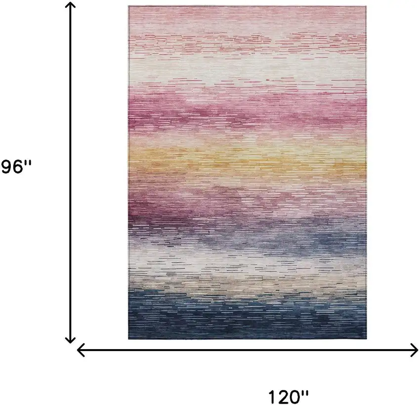 Blush And Pink Striped Washable Indoor Outdoor Area Rug Photo 6