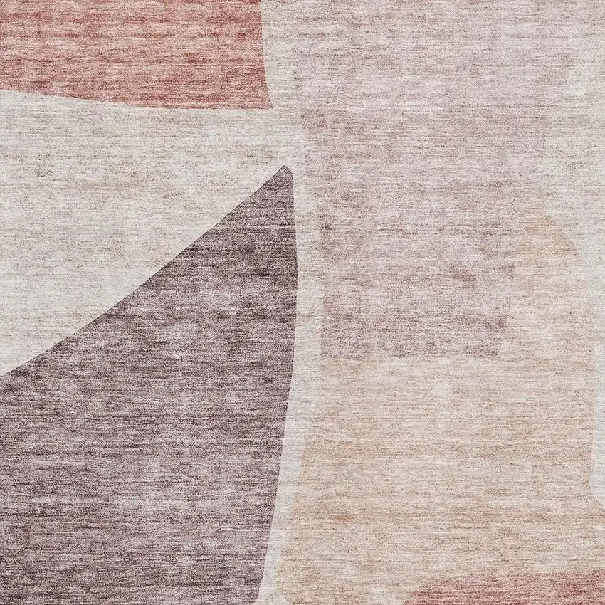 Blush And Plum Abstract Washable Area Rug With UV Protection Photo 8
