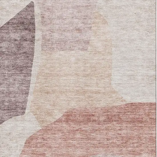 Blush And Plum Abstract Washable Area Rug With UV Protection Photo 3