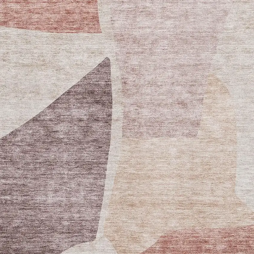 Blush And Plum Abstract Washable Area Rug With UV Protection Photo 6