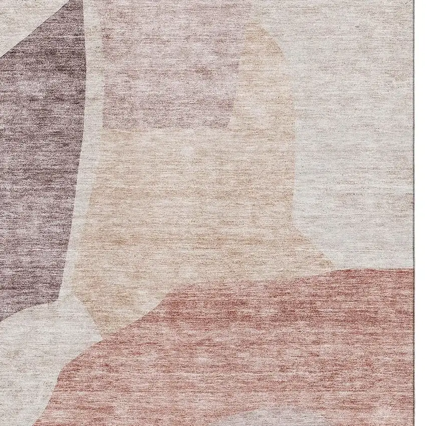 Blush And Plum Abstract Washable Area Rug With UV Protection Photo 6