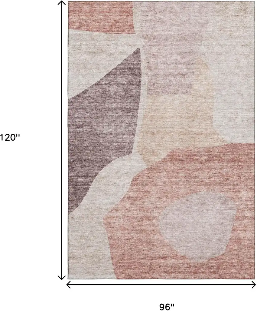 Blush And Plum Abstract Washable Area Rug With UV Protection Photo 3