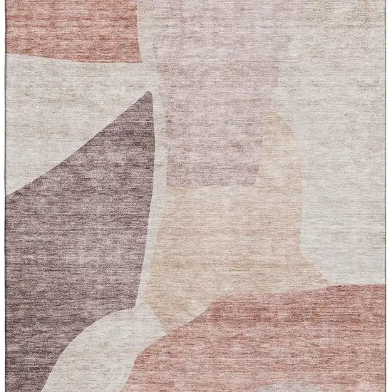 Blush And Plum Abstract Washable Area Rug With UV Protection Photo 5