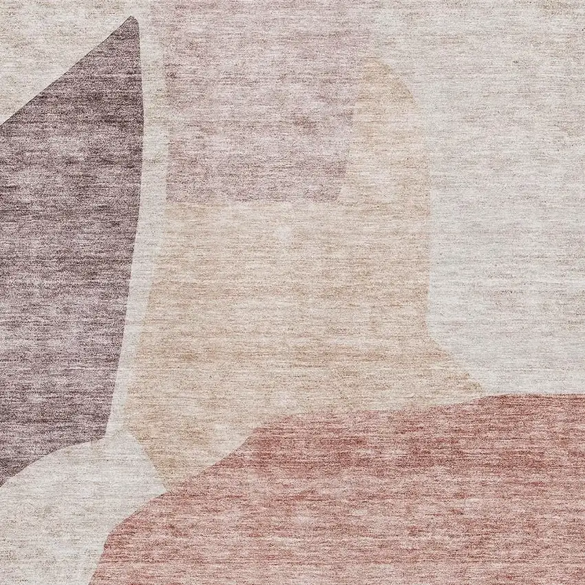 Blush And Plum Abstract Washable Area Rug With UV Protection Photo 8