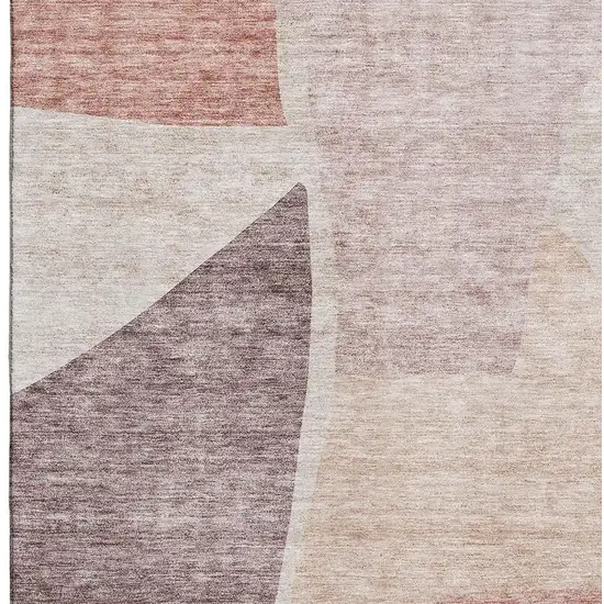 Blush And Plum Abstract Washable Area Rug With UV Protection Photo 4