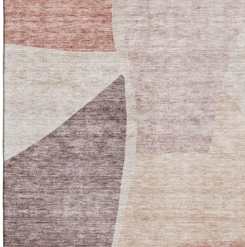 Blush And Plum Abstract Washable Area Rug With UV Protection Photo 4