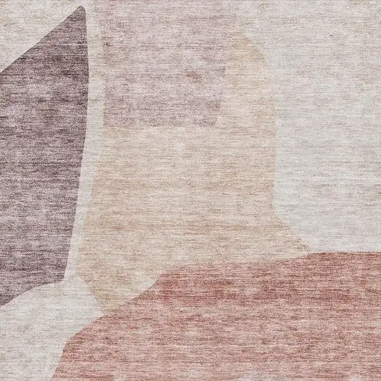 Blush And Plum Abstract Washable Area Rug With UV Protection Photo 6