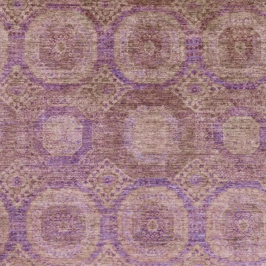 Blush And Purple Abstract Geometric Washable Area Rug With UV Protection Photo 3