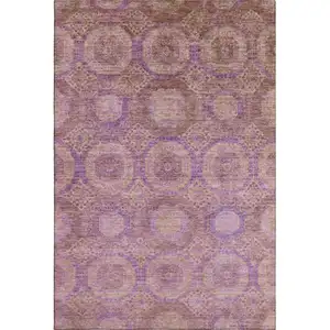 Photo of Blush And Purple Abstract Geometric Washable Area Rug With UV Protection