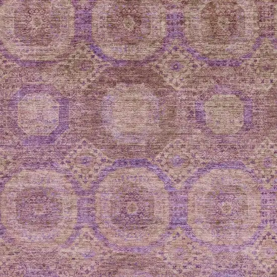 Blush And Purple Abstract Geometric Washable Area Rug With UV Protection Photo 3