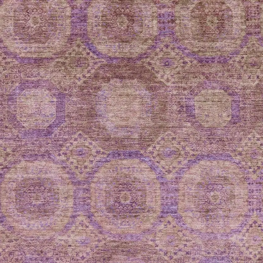 Blush And Purple Abstract Geometric Washable Area Rug With UV Protection Photo 3