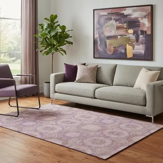 Blush And Purple Abstract Geometric Washable Area Rug With UV Protection Photo 2