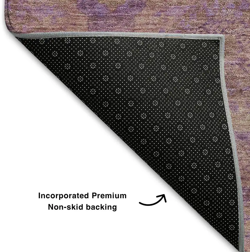 Blush And Purple Abstract Geometric Washable Area Rug With UV Protection Photo 7